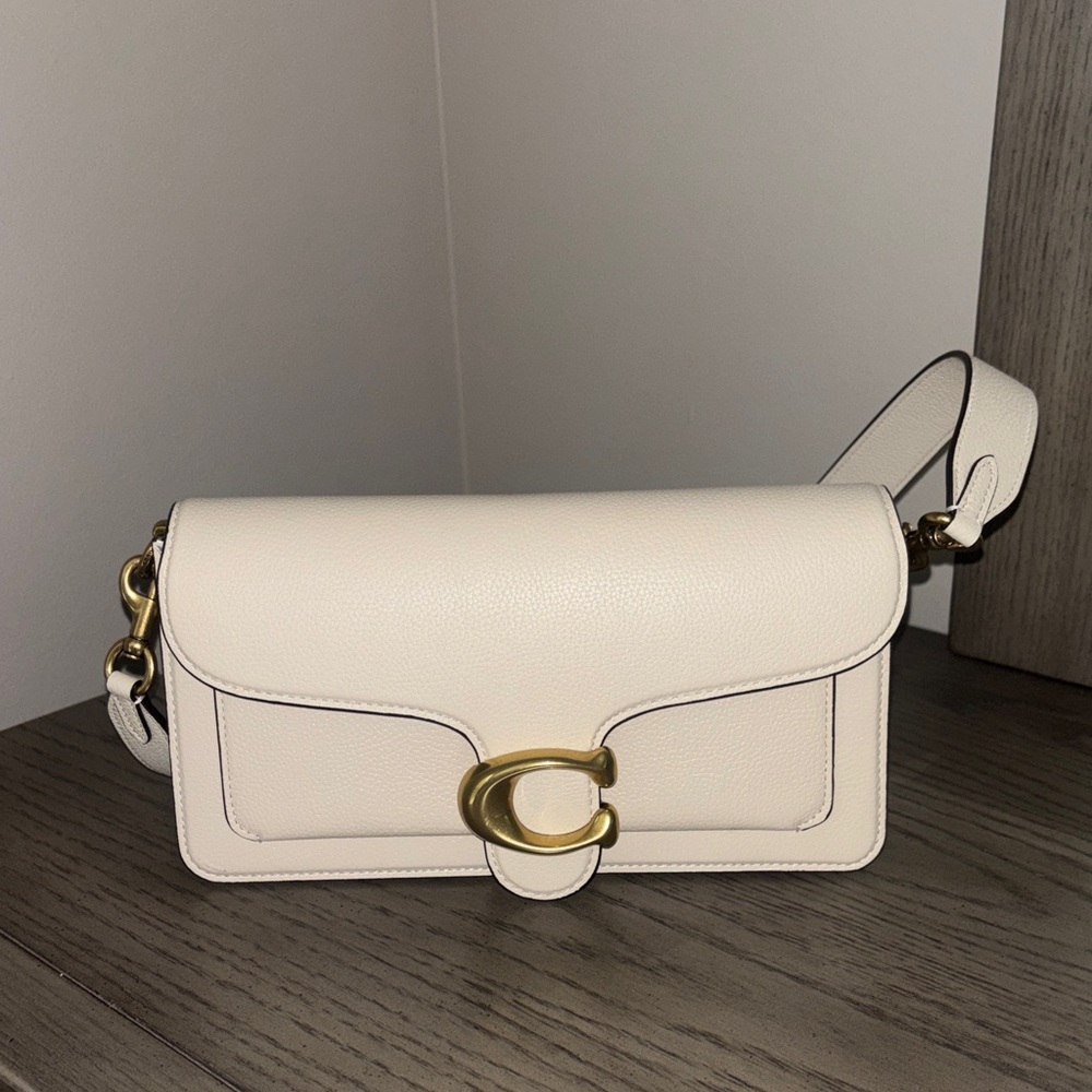 Coach Cream Leather Crossbody Bag with Gold Accent